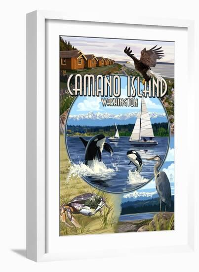 Camano Island, Washington - Montage-Lantern Press-Framed Premium Giclee Print