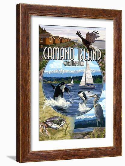 Camano Island, Washington - Montage-Lantern Press-Framed Art Print