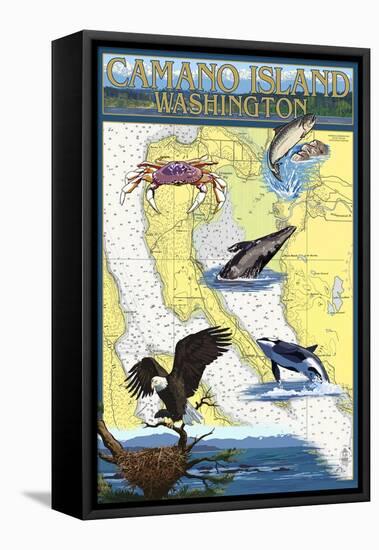 Camano Island, Washington - Nautical Chart-Lantern Press-Framed Stretched Canvas