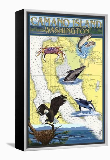 Camano Island, Washington - Nautical Chart-Lantern Press-Framed Stretched Canvas