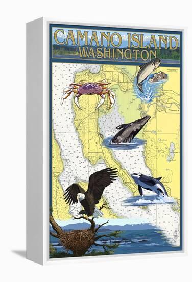 Camano Island, Washington - Nautical Chart-Lantern Press-Framed Stretched Canvas