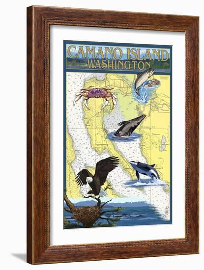 Camano Island, Washington - Nautical Chart-Lantern Press-Framed Art Print