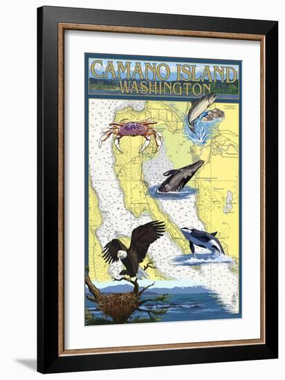 Camano Island, Washington - Nautical Chart-Lantern Press-Framed Art Print