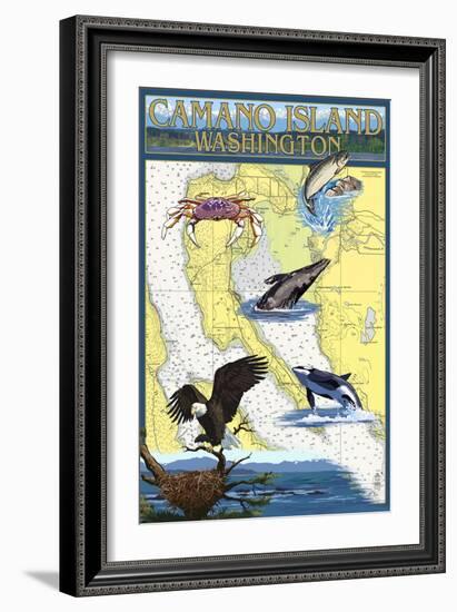 Camano Island, Washington - Nautical Chart-Lantern Press-Framed Art Print