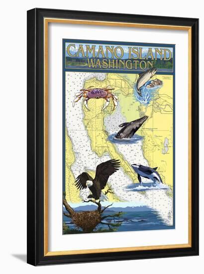 Camano Island, Washington - Nautical Chart-Lantern Press-Framed Art Print