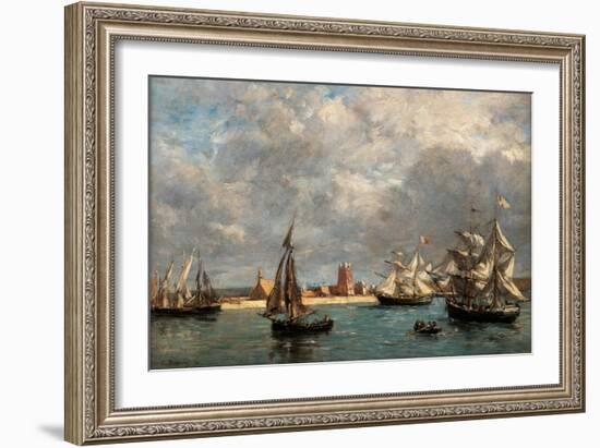 Camaret Dock-Eugène Boudin-Framed Art Print