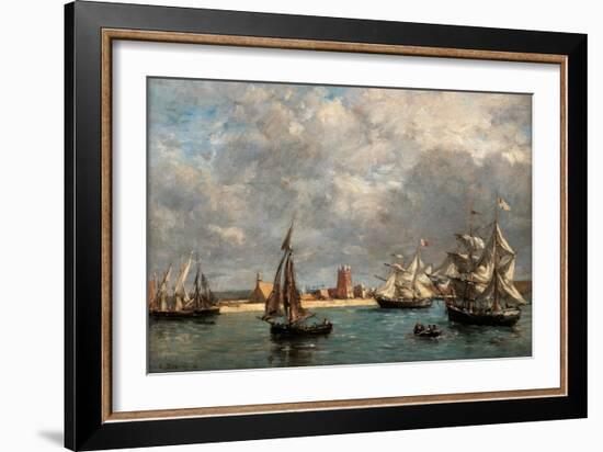 Camaret Dock-Eugène Boudin-Framed Art Print