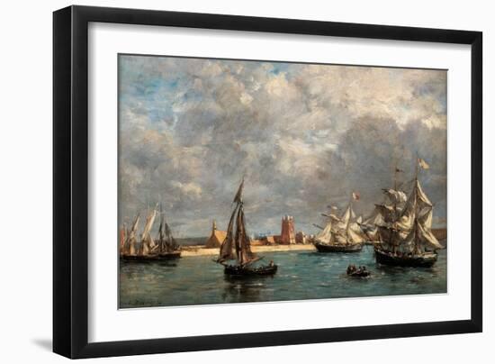 Camaret Dock-Eugène Boudin-Framed Art Print