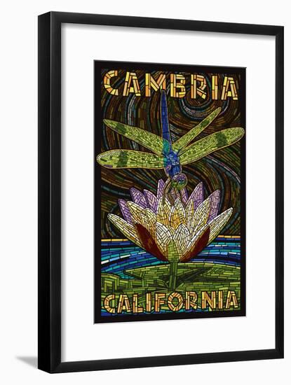 Cambiria, California - Dragonfly - Paper Mosaic-Lantern Press-Framed Art Print