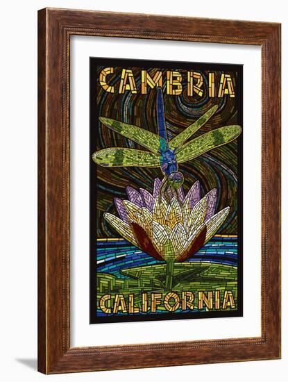 Cambiria, California - Dragonfly - Paper Mosaic-Lantern Press-Framed Art Print