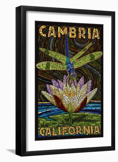 Cambiria, California - Dragonfly - Paper Mosaic-Lantern Press-Framed Art Print