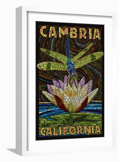 Cambiria, California - Dragonfly - Paper Mosaic-Lantern Press-Framed Art Print