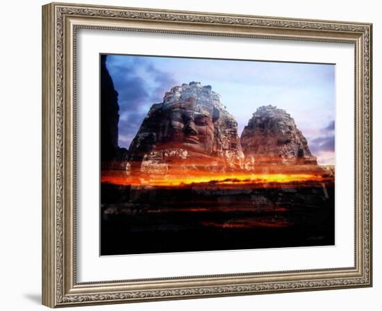 Cambodi Faces Fire-Daniel Stanford-Framed Art Print