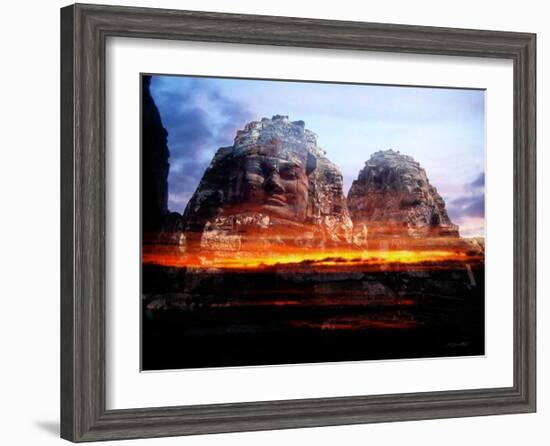 Cambodi Faces Fire-Daniel Stanford-Framed Art Print