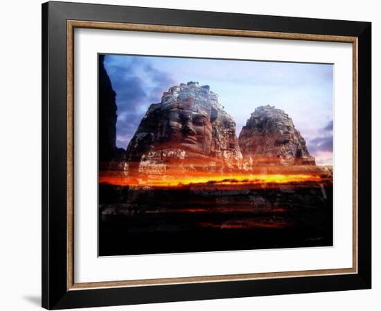 Cambodi Faces Fire-Daniel Stanford-Framed Art Print