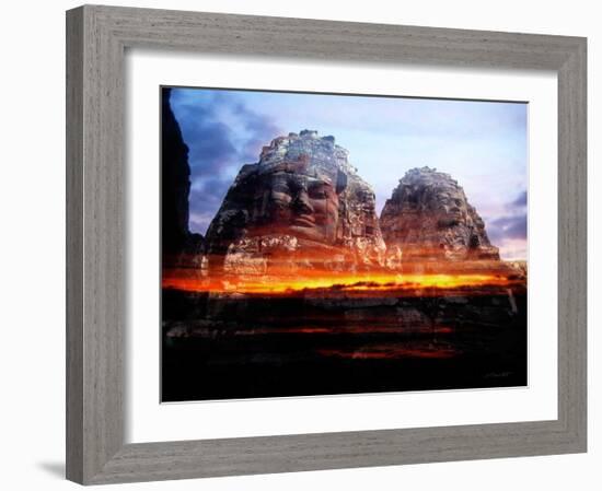 Cambodi Faces Fire-Daniel Stanford-Framed Art Print