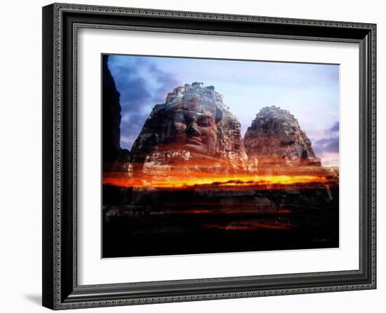 Cambodi Faces Fire-Daniel Stanford-Framed Art Print