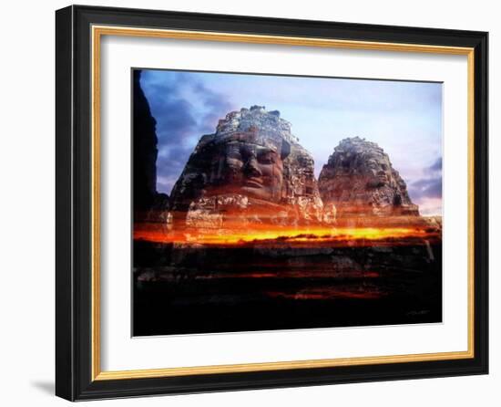 Cambodi Faces Fire-Daniel Stanford-Framed Art Print