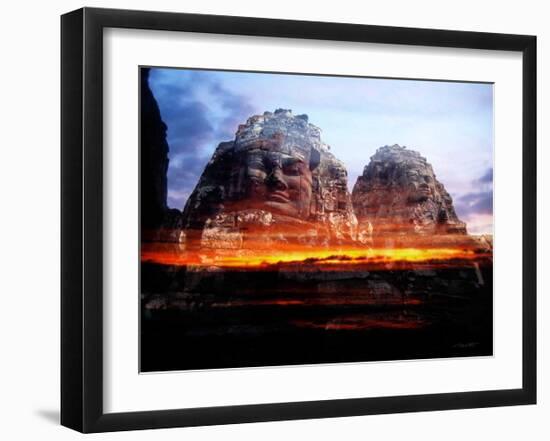 Cambodi Faces Fire-Daniel Stanford-Framed Art Print