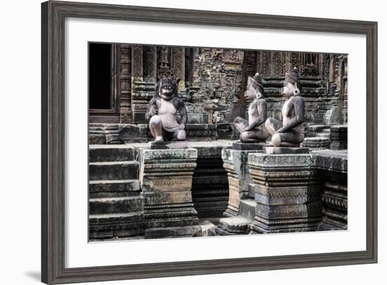 Cambodia, Angkor Wat. Banteay Srei Temple, Three Monkey Statues-Matt Freedman-Framed Photographic Print