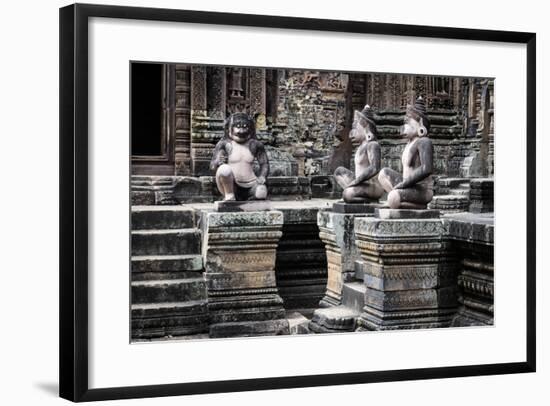 Cambodia, Angkor Wat. Banteay Srei Temple, Three Monkey Statues-Matt Freedman-Framed Photographic Print