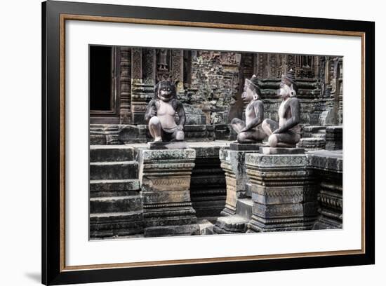 Cambodia, Angkor Wat. Banteay Srei Temple, Three Monkey Statues-Matt Freedman-Framed Photographic Print