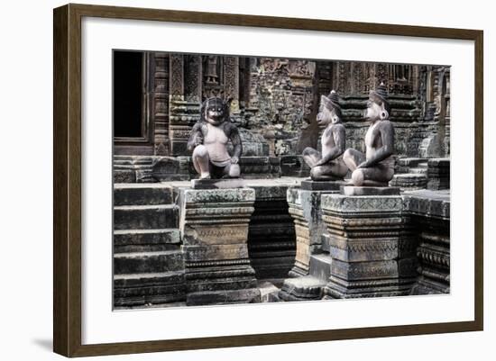 Cambodia, Angkor Wat. Banteay Srei Temple, Three Monkey Statues-Matt Freedman-Framed Photographic Print