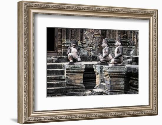 Cambodia, Angkor Wat. Banteay Srei Temple, Three Monkey Statues-Matt Freedman-Framed Photographic Print