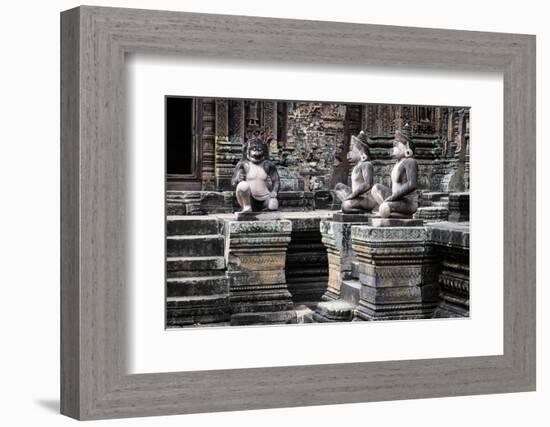 Cambodia, Angkor Wat. Banteay Srei Temple, Three Monkey Statues-Matt Freedman-Framed Photographic Print