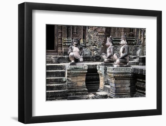 Cambodia, Angkor Wat. Banteay Srei Temple, Three Monkey Statues-Matt Freedman-Framed Photographic Print