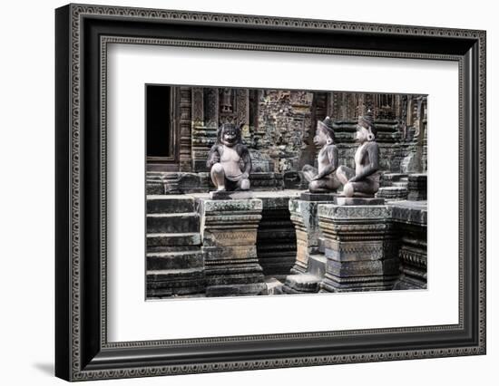 Cambodia, Angkor Wat. Banteay Srei Temple, Three Monkey Statues-Matt Freedman-Framed Photographic Print