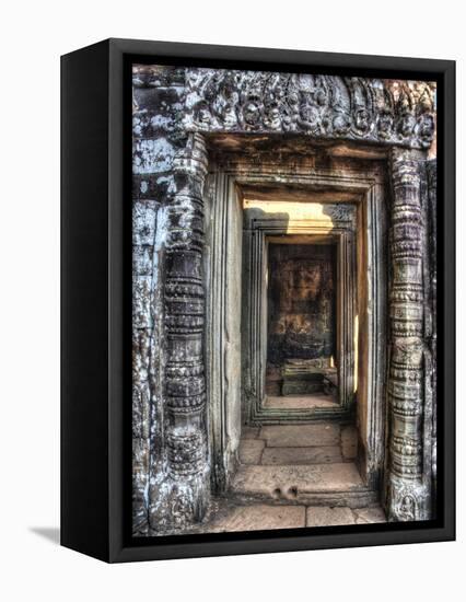 Cambodia, Angkor Watt, Siem Reap, Faces of the Bayon Temple-Terry Eggers-Framed Premier Image Canvas