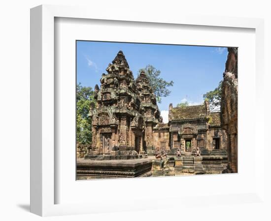 Cambodia, Banteay Srei, Siem Reap Province. Banteay Srei Hindu Temple.-Nigel Pavitt-Framed Photographic Print