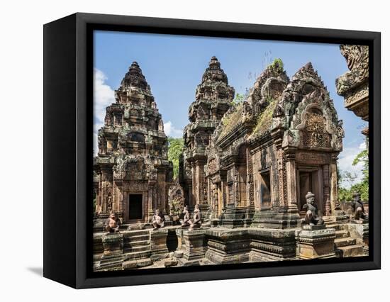 Cambodia, Banteay Srei, Siem Reap Province. Banteay Srei Hindu Temple.-Nigel Pavitt-Framed Premier Image Canvas