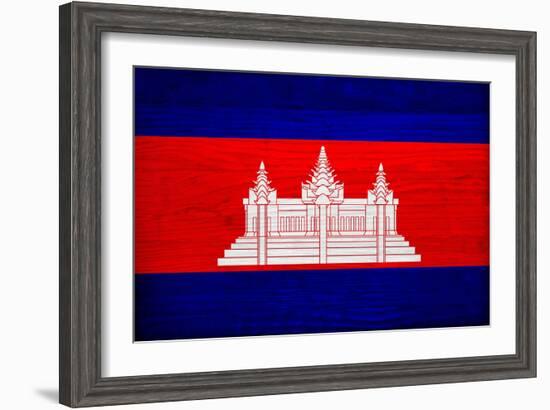 Cambodia Flag Design with Wood Patterning - Flags of the World Series-Philippe Hugonnard-Framed Art Print