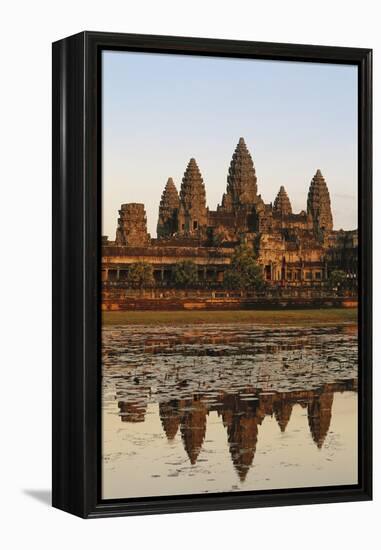 Cambodia, Siem Reap, Angkor, Aerial View of Village at Sunset-Walter Bibikow-Framed Premier Image Canvas