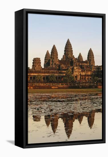 Cambodia, Siem Reap, Angkor, Aerial View of Village at Sunset-Walter Bibikow-Framed Premier Image Canvas