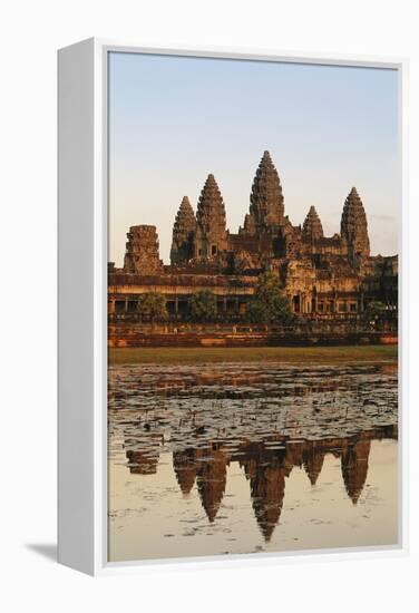 Cambodia, Siem Reap, Angkor, Aerial View of Village at Sunset-Walter Bibikow-Framed Premier Image Canvas