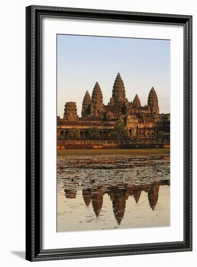 Cambodia, Siem Reap, Angkor, Aerial View of Village at Sunset-Walter Bibikow-Framed Photographic Print