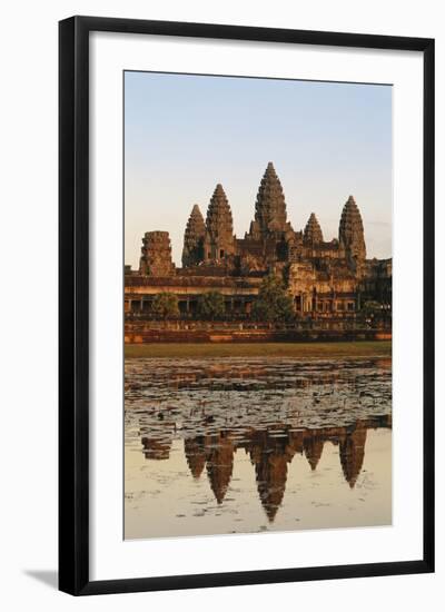 Cambodia, Siem Reap, Angkor, Aerial View of Village at Sunset-Walter Bibikow-Framed Photographic Print