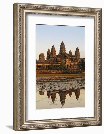 Cambodia, Siem Reap, Angkor, Aerial View of Village at Sunset-Walter Bibikow-Framed Photographic Print