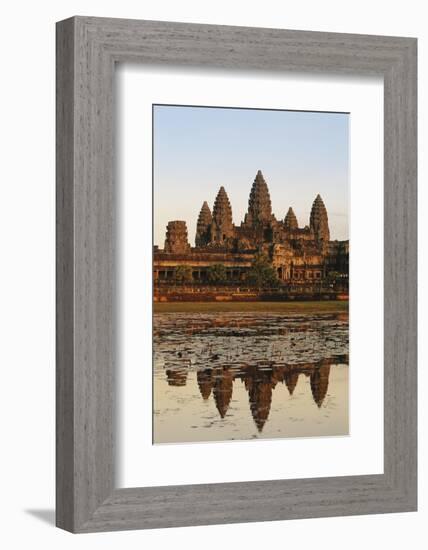 Cambodia, Siem Reap, Angkor, Aerial View of Village at Sunset-Walter Bibikow-Framed Photographic Print