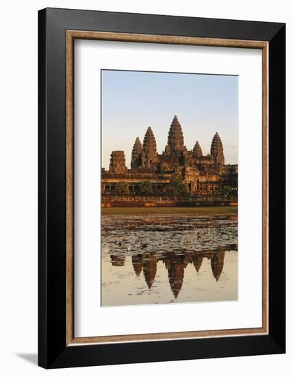 Cambodia, Siem Reap, Angkor, Aerial View of Village at Sunset-Walter Bibikow-Framed Photographic Print