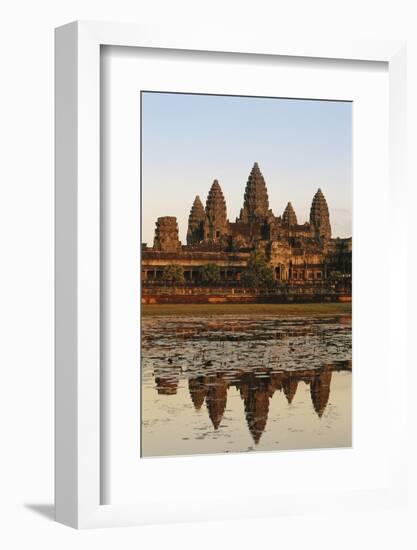 Cambodia, Siem Reap, Angkor, Aerial View of Village at Sunset-Walter Bibikow-Framed Photographic Print