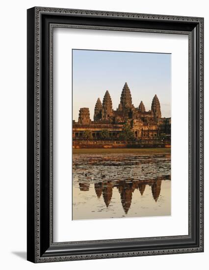 Cambodia, Siem Reap, Angkor, Aerial View of Village at Sunset-Walter Bibikow-Framed Photographic Print