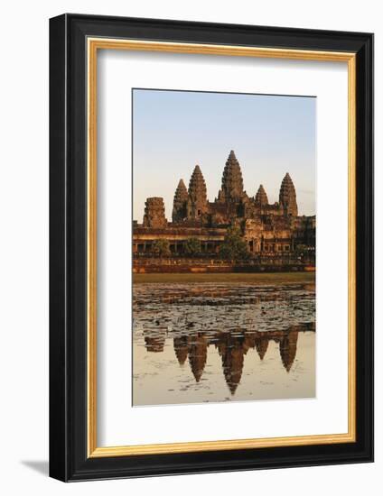 Cambodia, Siem Reap, Angkor, Aerial View of Village at Sunset-Walter Bibikow-Framed Photographic Print