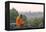 Cambodia, Siem Reap, Angkor Wat Complex. Monk Meditating with Angor Wat Temple in the Background-Matteo Colombo-Framed Premier Image Canvas