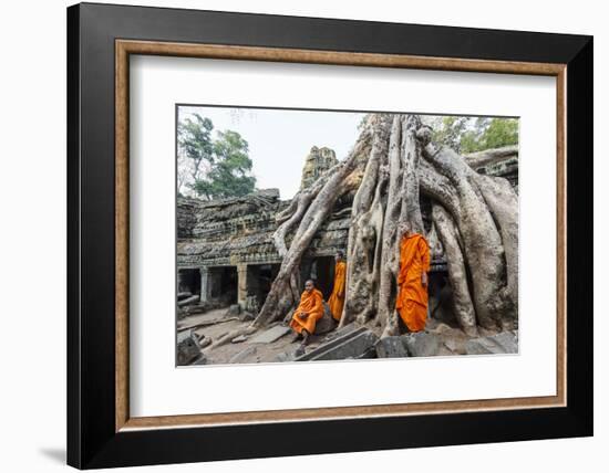 Cambodia, Siem Reap, Angkor Wat Complex. Monks Inside Ta Prohm Temple (Mr)-Matteo Colombo-Framed Photographic Print