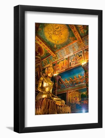 Cambodia. Wat Phnom is the cities highest point in Phnom Penh. Statues inside the temple.-Micah Wright-Framed Photographic Print