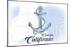 Cambria, California - Anchor - Blue - Coastal Icon-Lantern Press-Mounted Art Print